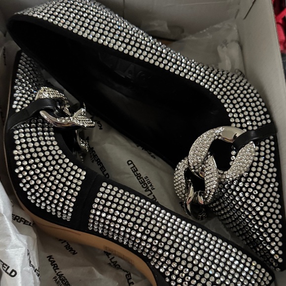 Karl Lagerfeld Silver Rhinestone Heels - Picture 3 of 3